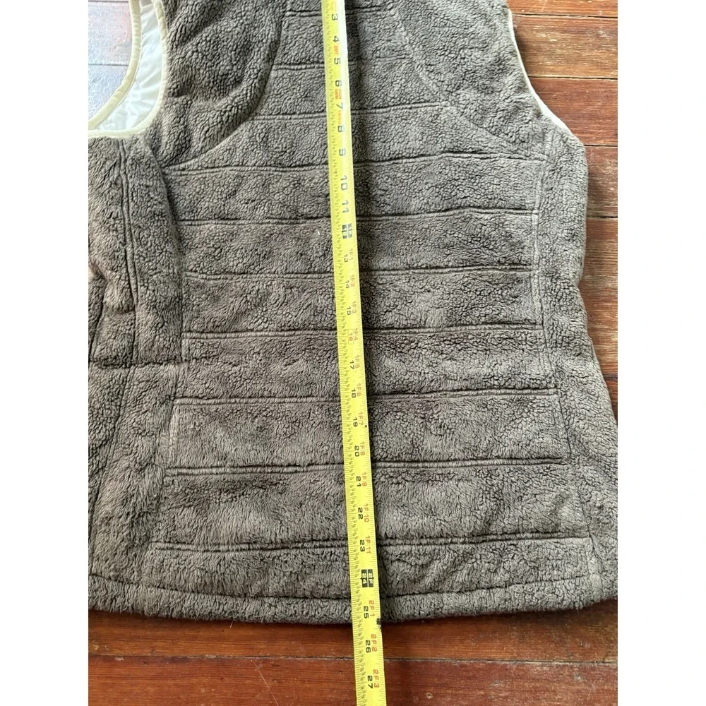 North Face Vest Womens Large Reversible Beige Brown Full Zip Puffer Soft